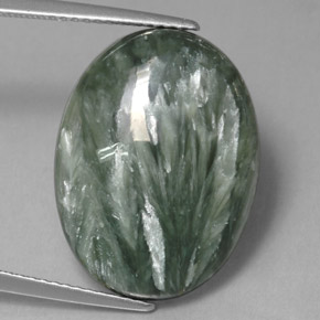 11.13克拉天然绿色绿泥石，椭圆形切割，20.2×15.1毫米，不透明