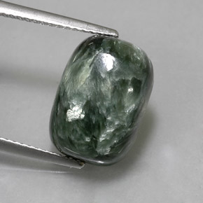 6.35克拉天然绿色绿泥石，垫形剪裁，14.2×10毫米，不透明