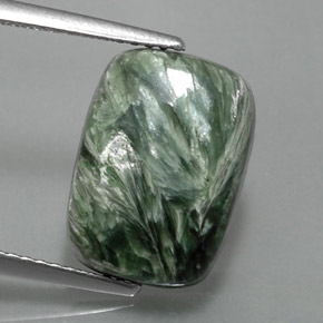 6.09克拉天然绿色绿泥石，垫形剪裁，13.9×10毫米，不透明