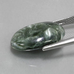 8.27克拉天然绿色绿泥石，椭圆形切割，18×12.8毫米，不透明