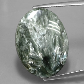 21.31克拉天然绿色绿泥石，椭圆形切割，25.1×19.1毫米，不透明
