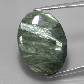 20.25克拉天然绿色绿泥石，椭圆形切割，25.1×18.4毫米，不透明