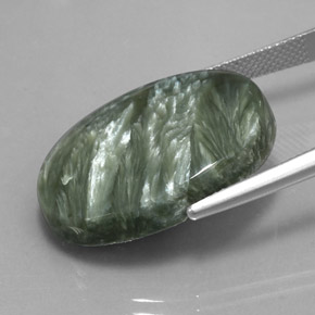 20.25克拉天然绿色绿泥石，椭圆形切割，25.1×18.4毫米，不透明
