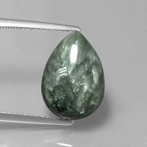 4.68克拉天然绿色绿泥石，梨形，14×10毫米，不透明