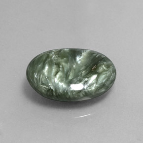 6.11克拉天然绿色绿泥石，椭圆形切割，14.9×12毫米，不透明