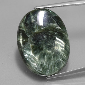 21.95克拉天然绿色绿泥石，椭圆形切割，24.6×18.8毫米，不透明