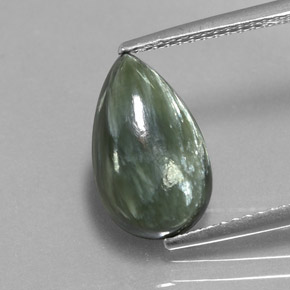 3.48克拉天然绿色绿泥石，梨形，13.2×8.2毫米，不透明