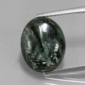 5.08克拉天然绿色绿泥石，椭圆形切割，13.5×11毫米，不透明