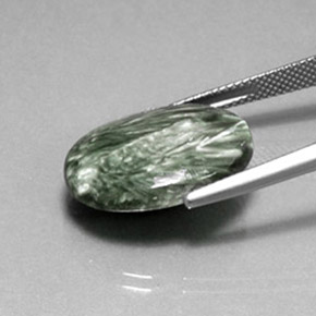 10.82克拉天然绿色绿泥石，椭圆形切割，20.1×15毫米，不透明