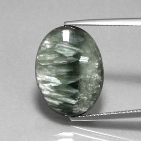 12.26克拉天然绿色绿泥石，椭圆形切割，20×15.1毫米，不透明