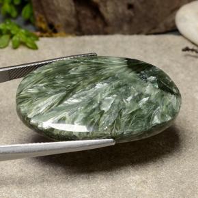 38.12克拉天然绿色绿泥石，椭圆形切割，36.6×24.3毫米，不透明