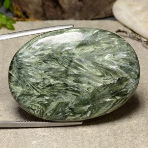 51.64克拉天然绿色绿泥石，椭圆形切割，40.5×28.6毫米，不透明
