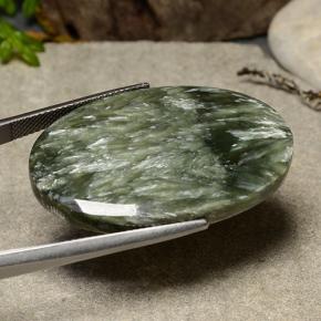 39.98克拉天然绿色绿泥石，椭圆形切割，36.5×24.3毫米，不透明