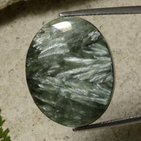 21.55克拉天然绿色绿泥石，椭圆形切割，24.2×19.4毫米，不透明