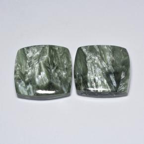 23.85天然绿色绿泥石，垫形剪裁，17.2×17.1毫米，不透明