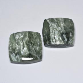 23.85天然绿色绿泥石，垫形剪裁，17.2×17.1毫米，不透明