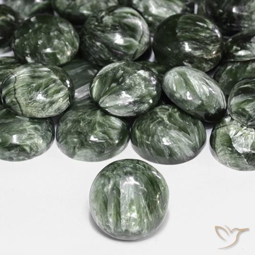 4.85ct 天然 军绿色 绿龙晶, 圆形的, 不透明