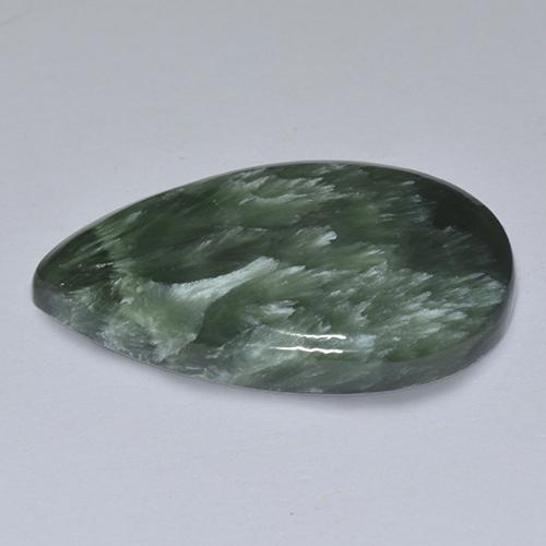 13.89克拉天然绿色绿泥石，梨形，26×16.3毫米，不透明