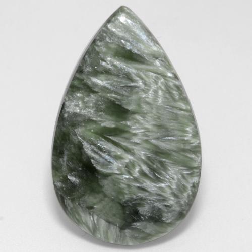 12.22克拉天然绿色绿泥石，梨形，27.1×17毫米，不透明