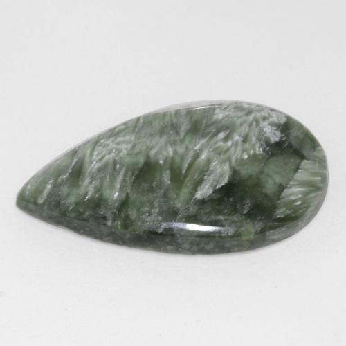 12.22克拉天然绿色绿泥石，梨形，27.1×17毫米，不透明