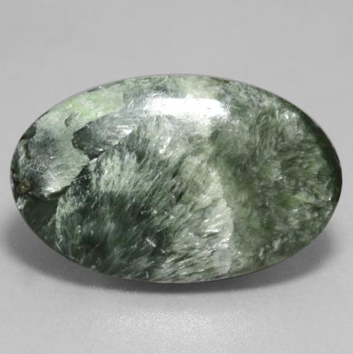 11.26克拉天然绿色绿泥石，椭圆形切割，25.6×16毫米，不透明