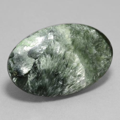 11.26克拉天然绿色绿泥石，椭圆形切割，25.6×16毫米，不透明