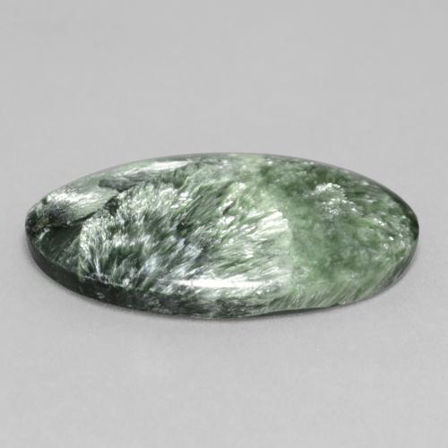 11.26克拉天然绿色绿泥石，椭圆形切割，25.6×16毫米，不透明