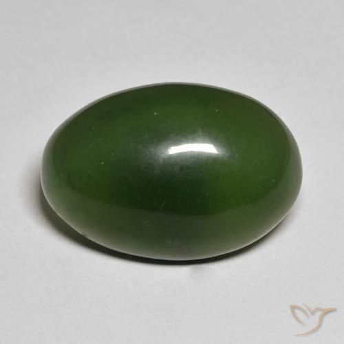 15.97ct 天然 暗绿色 蛇纹石, 椭圆形, 半透明