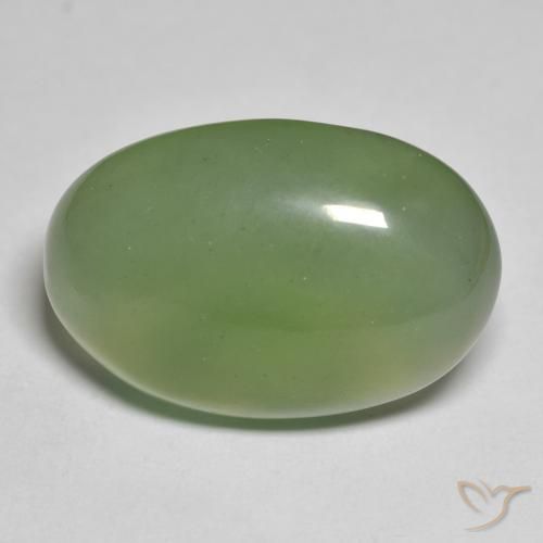 19.08ct 天然 梨绿 蛇纹石, 椭圆形, 半透明