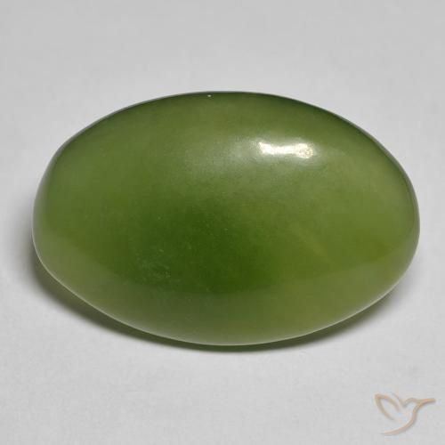 14.01ct 天然 大地绿 蛇纹石, 椭圆形, 半透明