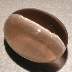 3.56克拉天然棕色Sillimanite Cat's Eye，透明，9.3×7.1毫米，透明/半透明