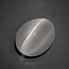 7.96克拉天然灰色Sillimanite Cat's Eye，椭圆形切割，12.5×9.7毫米，半透明