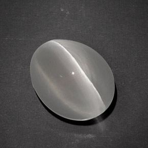 7.96克拉天然灰色Sillimanite Cat's Eye，椭圆形切割，12.5×9.7毫米，半透明