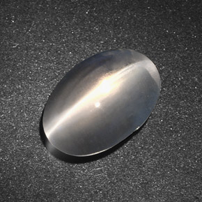 7.34克拉天然灰色Sillimanite Cat's Eye，椭圆形切割，13.8×9.4毫米，半透明