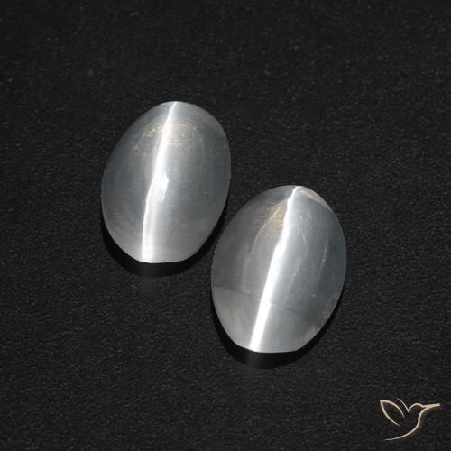 2.31天然白色Sillimanite Cat's Eye，椭圆形切割，8×5.5毫米，半透明