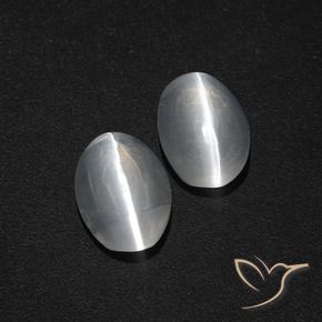 2.31天然白色Sillimanite Cat's Eye，椭圆形切割，8×5.5毫米，半透明