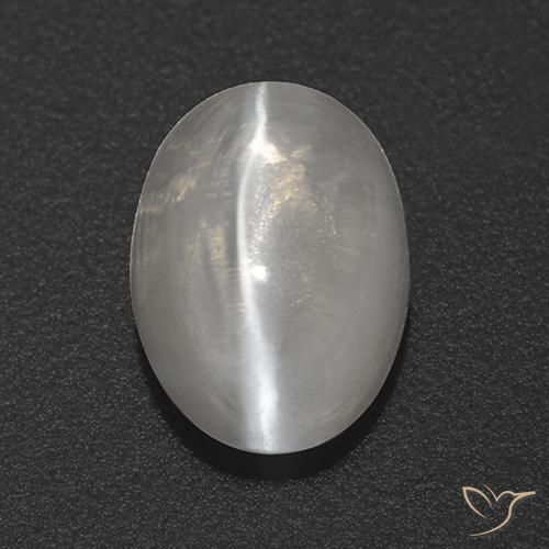 1.82ct 天然 清晰的白色 硅线石猫眼, 椭圆形, 透明