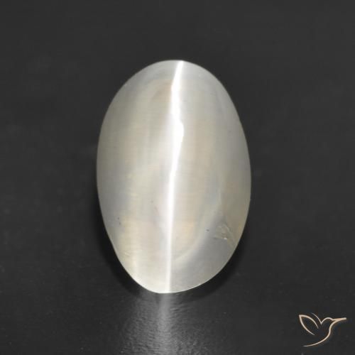 1.23ct 天然 暖白 硅线石猫眼, 椭圆形, 半透明