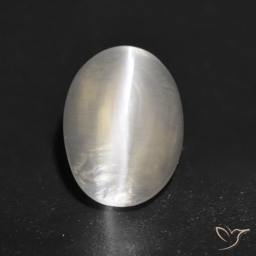 1.41ct 天然 暖白 硅线石猫眼, 椭圆形, 透明