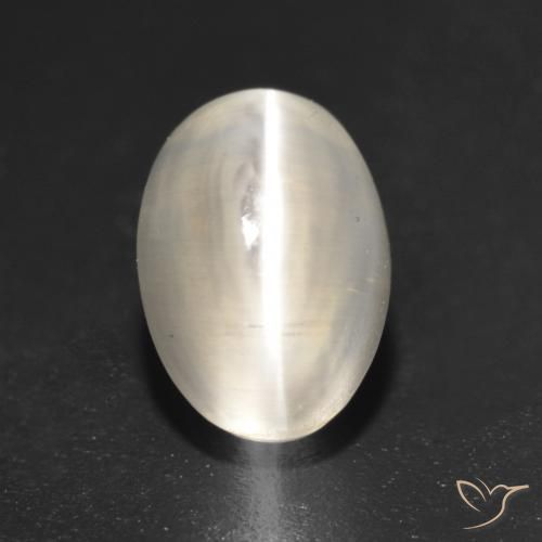1.37ct 天然 珍珠白 硅线石猫眼, 椭圆形, 半透明