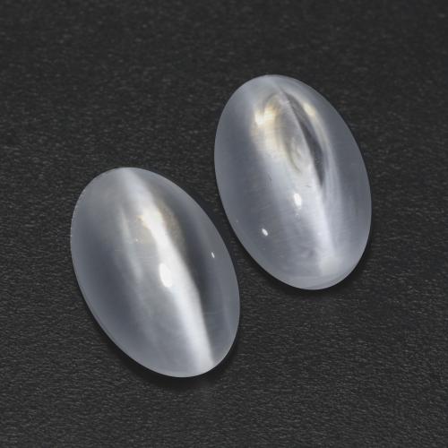 2.45天然白色Sillimanite Cat's Eye，椭圆形切割，7.7×5毫米，透明