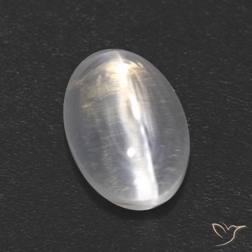 1.21ct 天然 清晰的白色 硅线石猫眼, 椭圆形, 透明