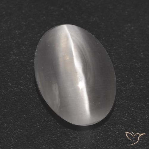1.16ct 天然 清晰的白色 硅线石猫眼, 椭圆形, 透明