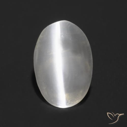 0.81ct 天然 非常浅灰色 硅线石猫眼, 椭圆形, 透明