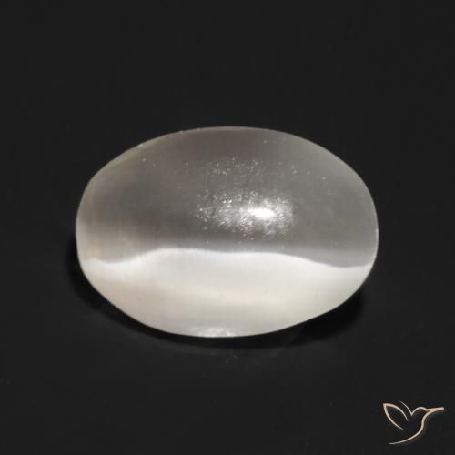 1.00ct 天然 非常浅灰色 硅线石猫眼, 椭圆形, 半透明
