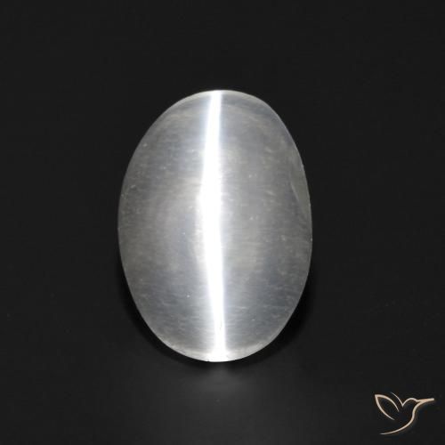 1.04ct 天然 清晰的白色 硅线石猫眼, 椭圆形, 透明