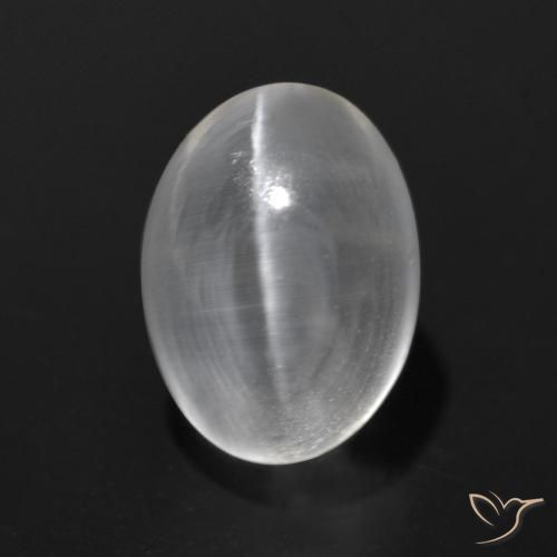 1.63ct 天然 清晰的白色 硅线石猫眼, 椭圆形, 透明