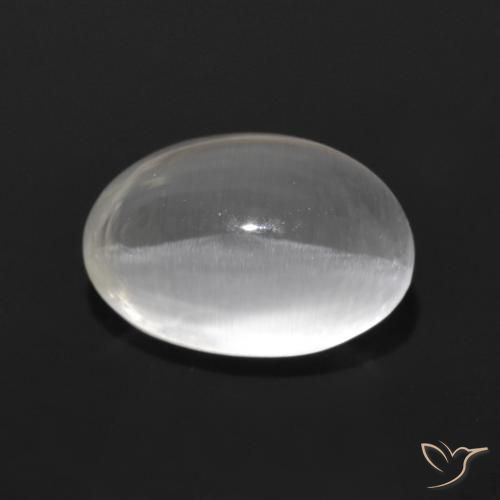 1.29ct 天然 清晰的白色 硅线石猫眼, 椭圆形, 透明
