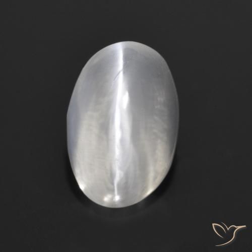 1.40ct 天然 清晰的白色 硅线石猫眼, 椭圆形, 透明