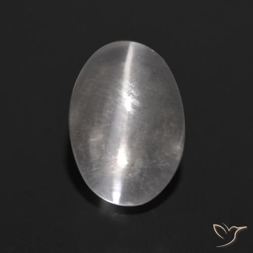 1.39ct 天然 清晰的白色 硅线石猫眼, 椭圆形, 透明